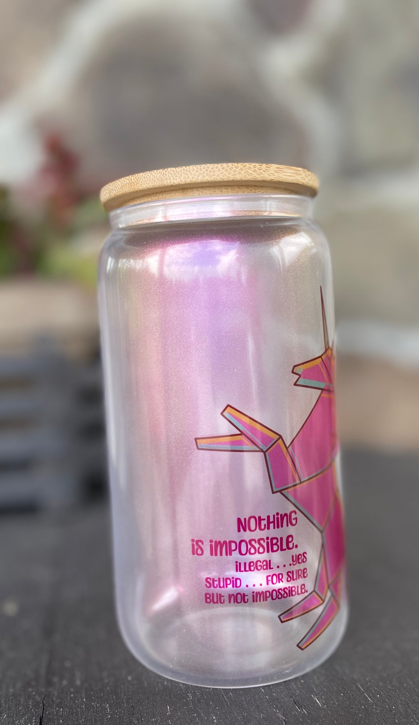 Pink Unicorn Glitter Beer Can