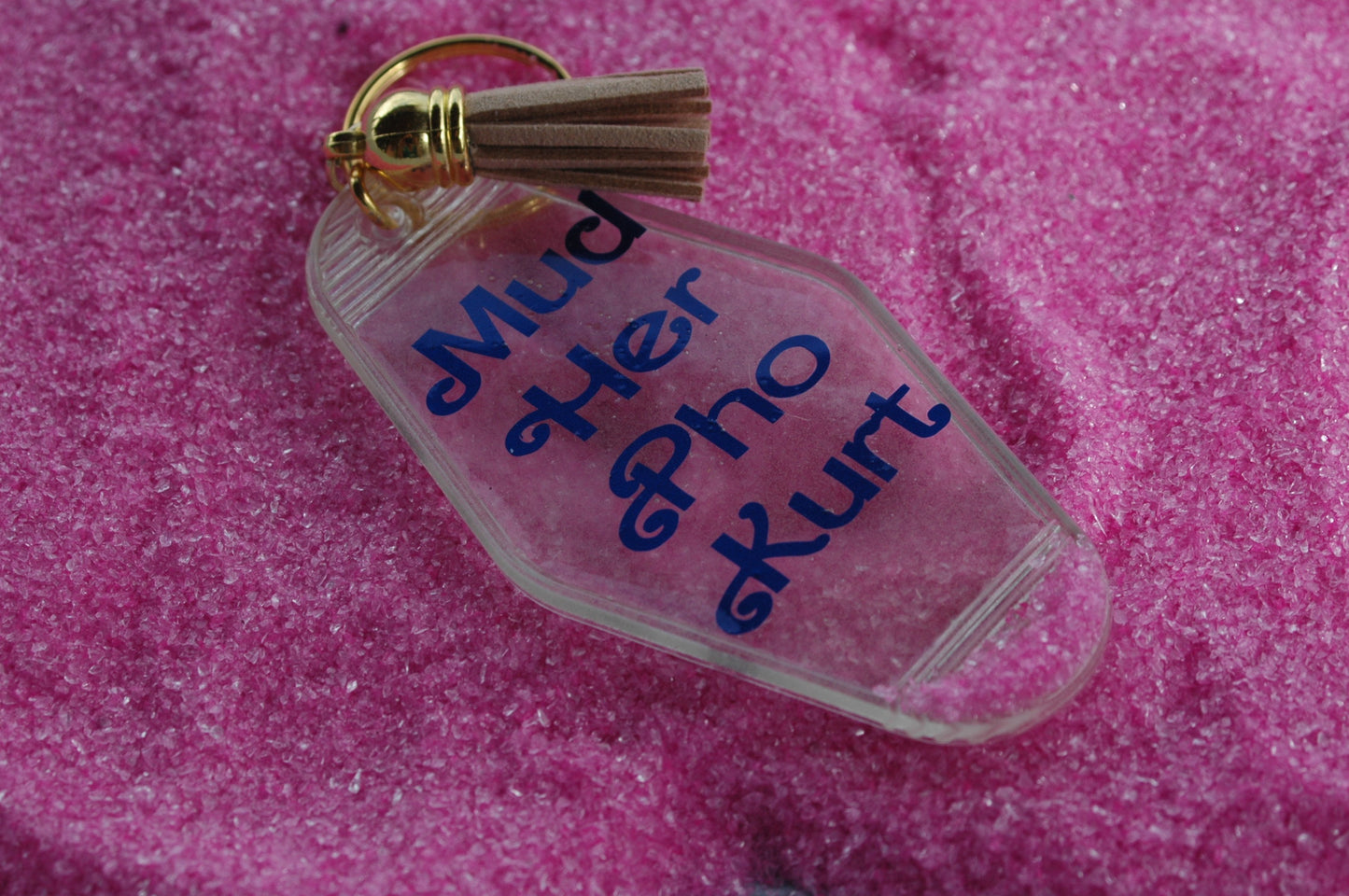 Mud Her Retro Motel Style Keychain