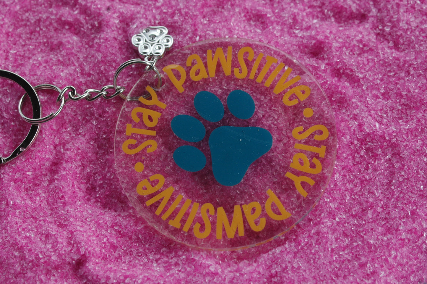 Stay Pawsitive - Acrylic Round Keychain