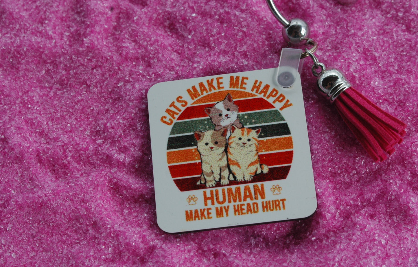 Cats make me happy - Square Keychain