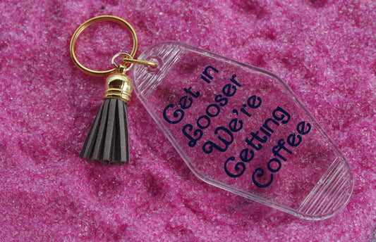 We're getting coffee - Retro Motel Keychain