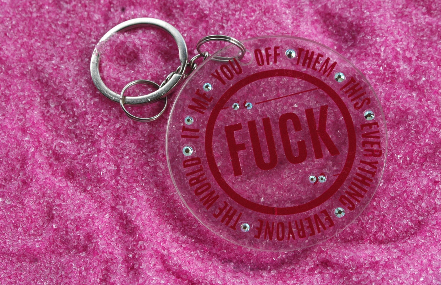 Fuck Acrylic Round Keychain