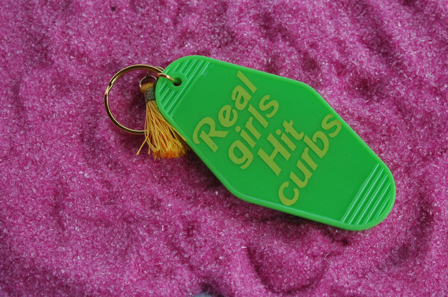 Real Girls Hit Curbs Retro Motel Keychain