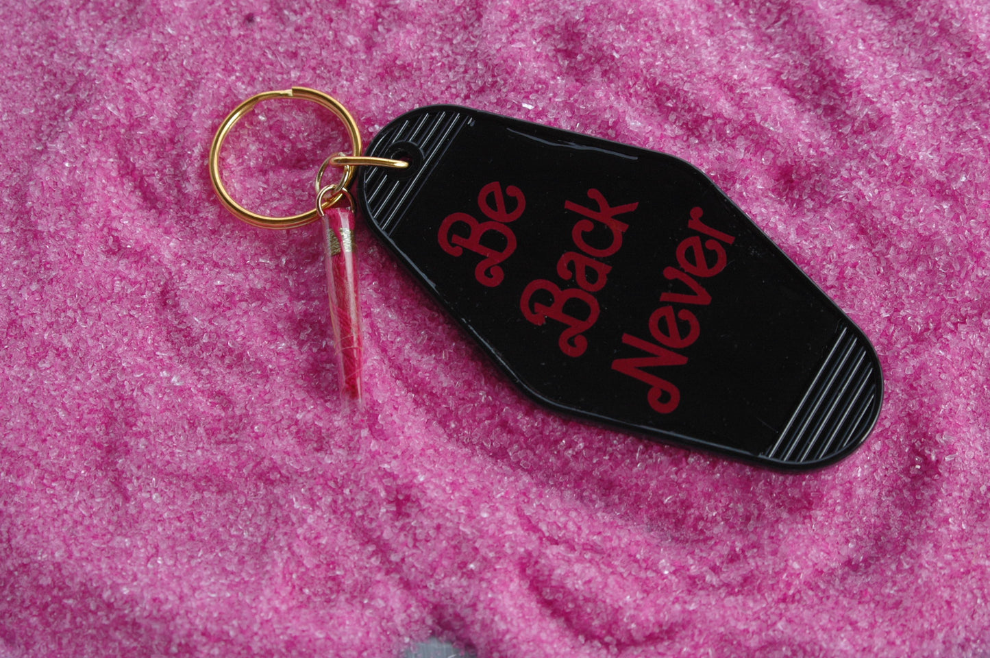 Be Back Never Retro Motel Keychain