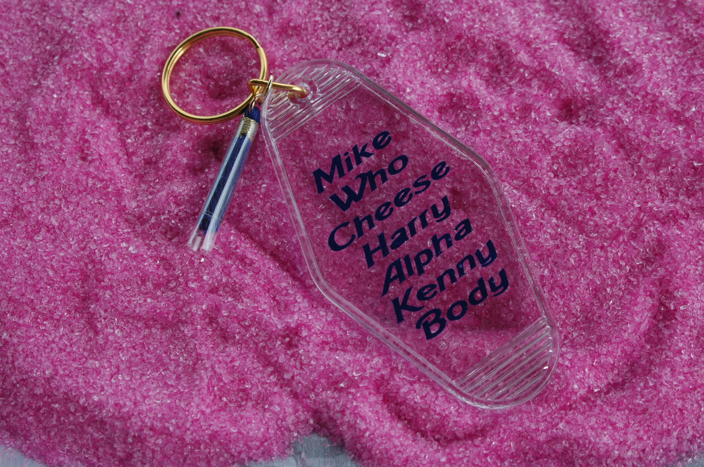 Mike Who Cheese Retro Motel Keychain