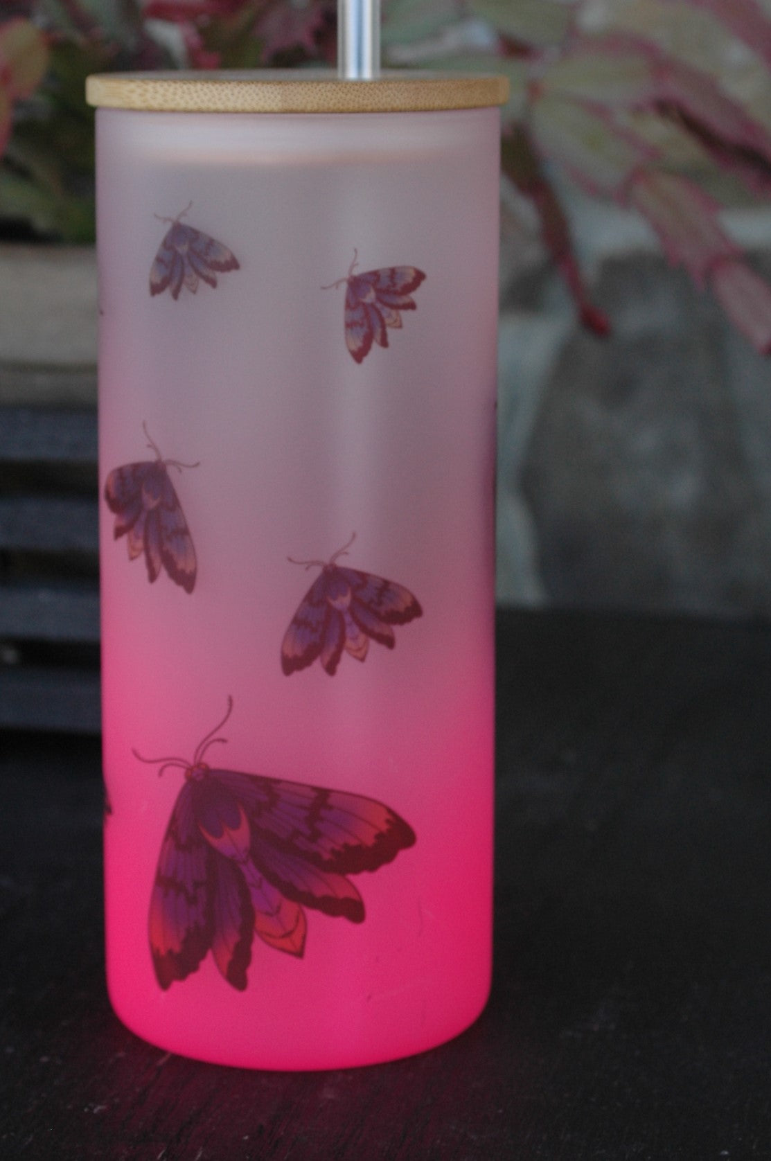 Dragon on Pink Ombre Glass Cup