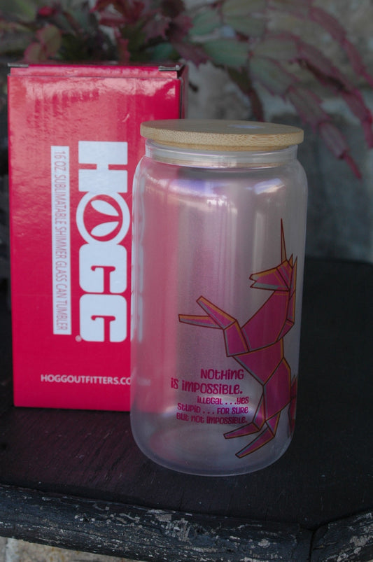 Pink Unicorn Glitter Beer Can