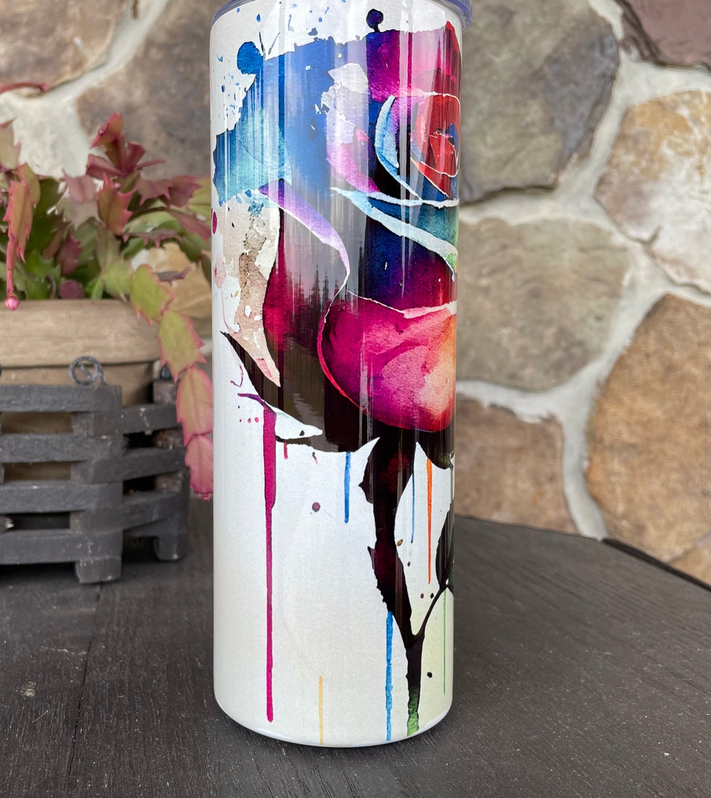 Rainbow Rose Skinny Tumbler