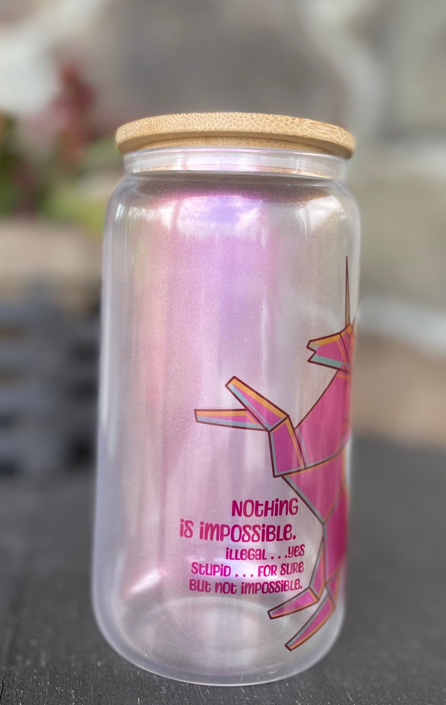 Pink Unicorn Glitter Beer Can