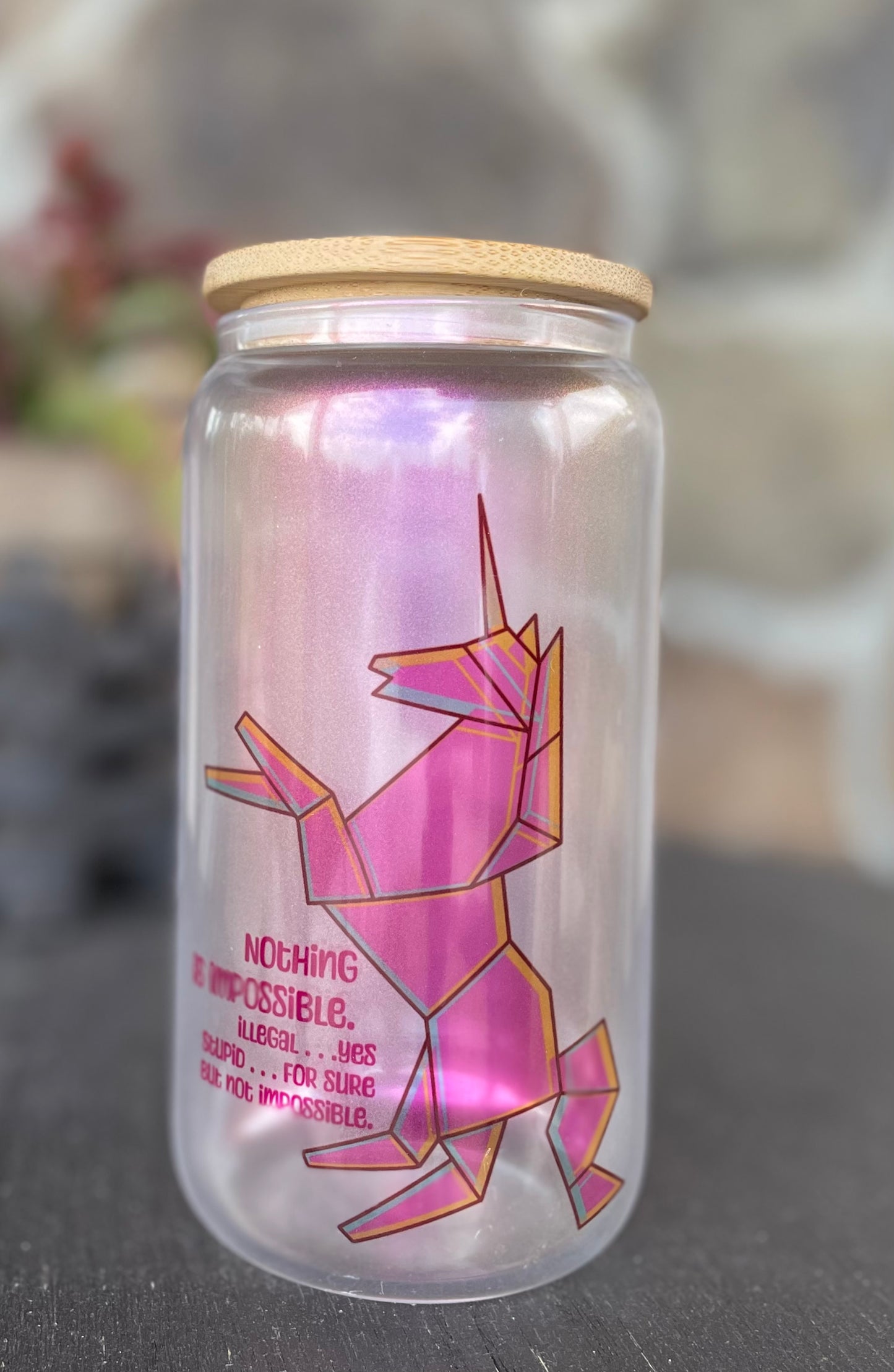 Pink Unicorn Glitter Beer Can